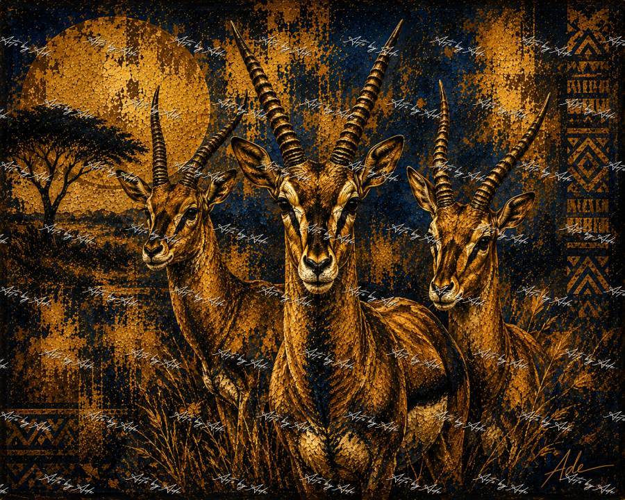 Majestic antelopes in a golden savanna preview